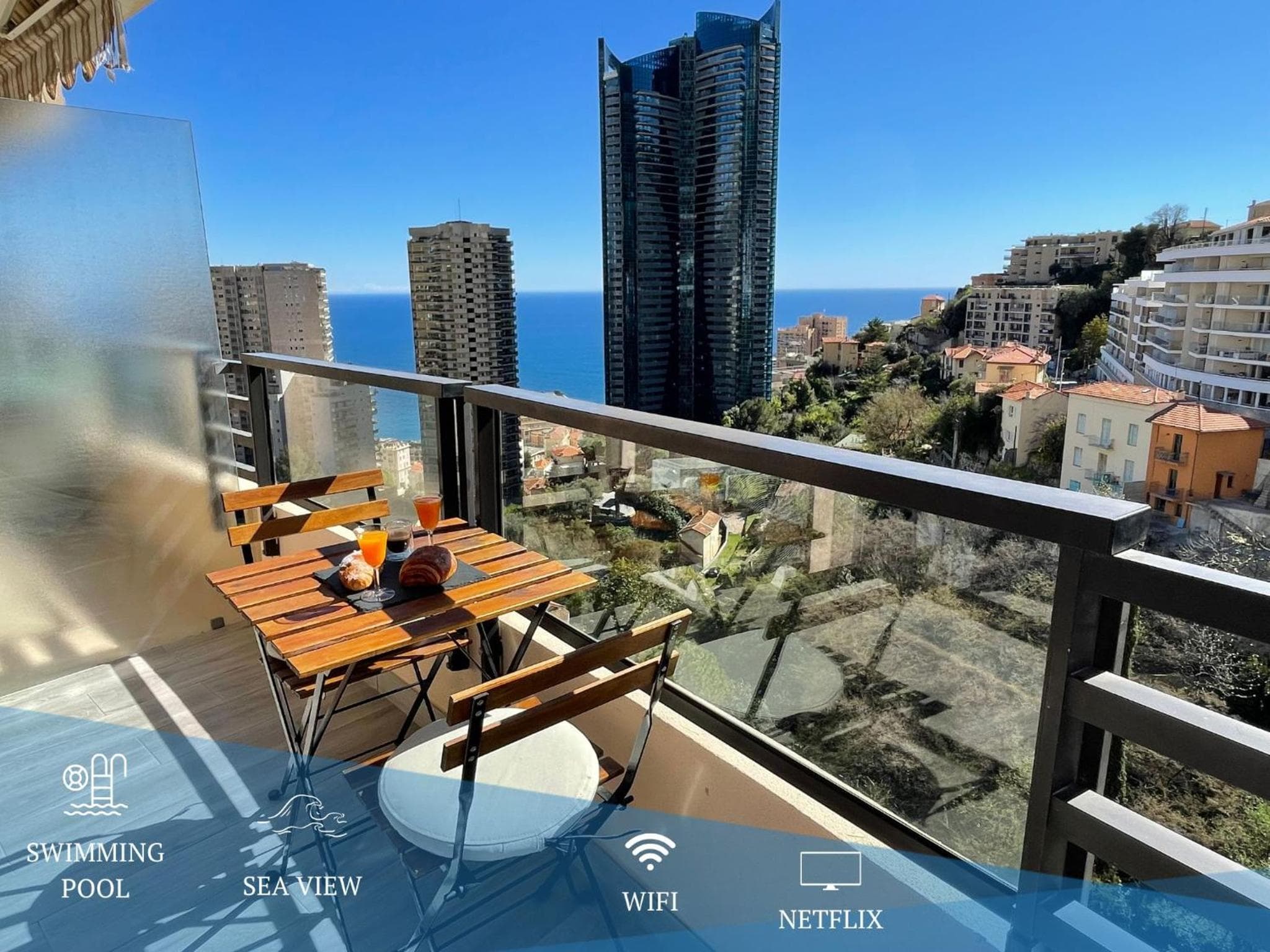 NEW Studio, Pool and Sea View • Close to Monaco