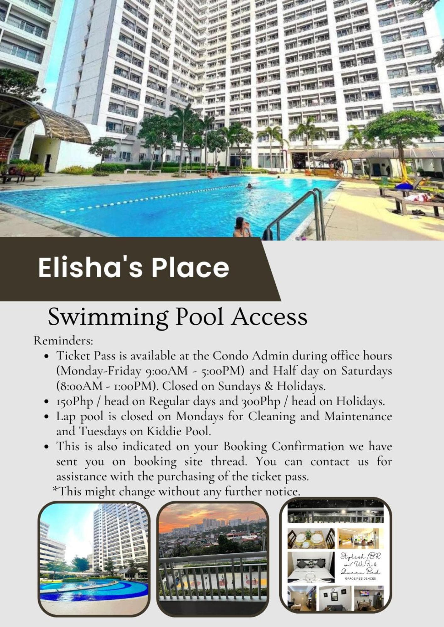 City View and WIFI in 1BR Grace Residences Taguig City