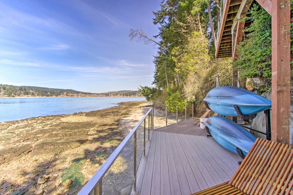 Deck & Views: Luxe Waterfront Port Orchard Retreat