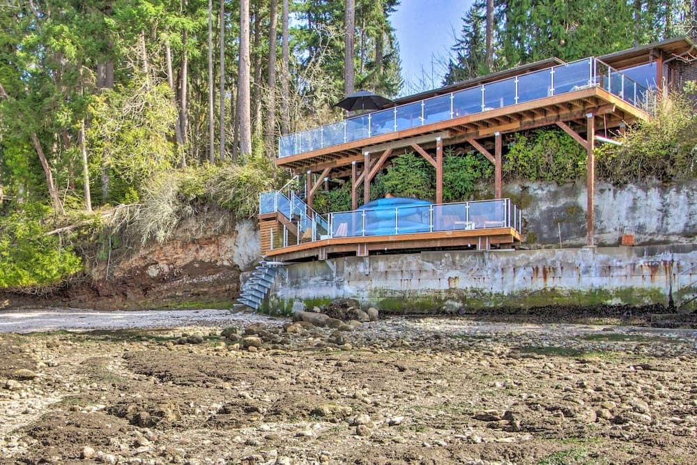 Deck & Views: Luxe Waterfront Port Orchard Retreat